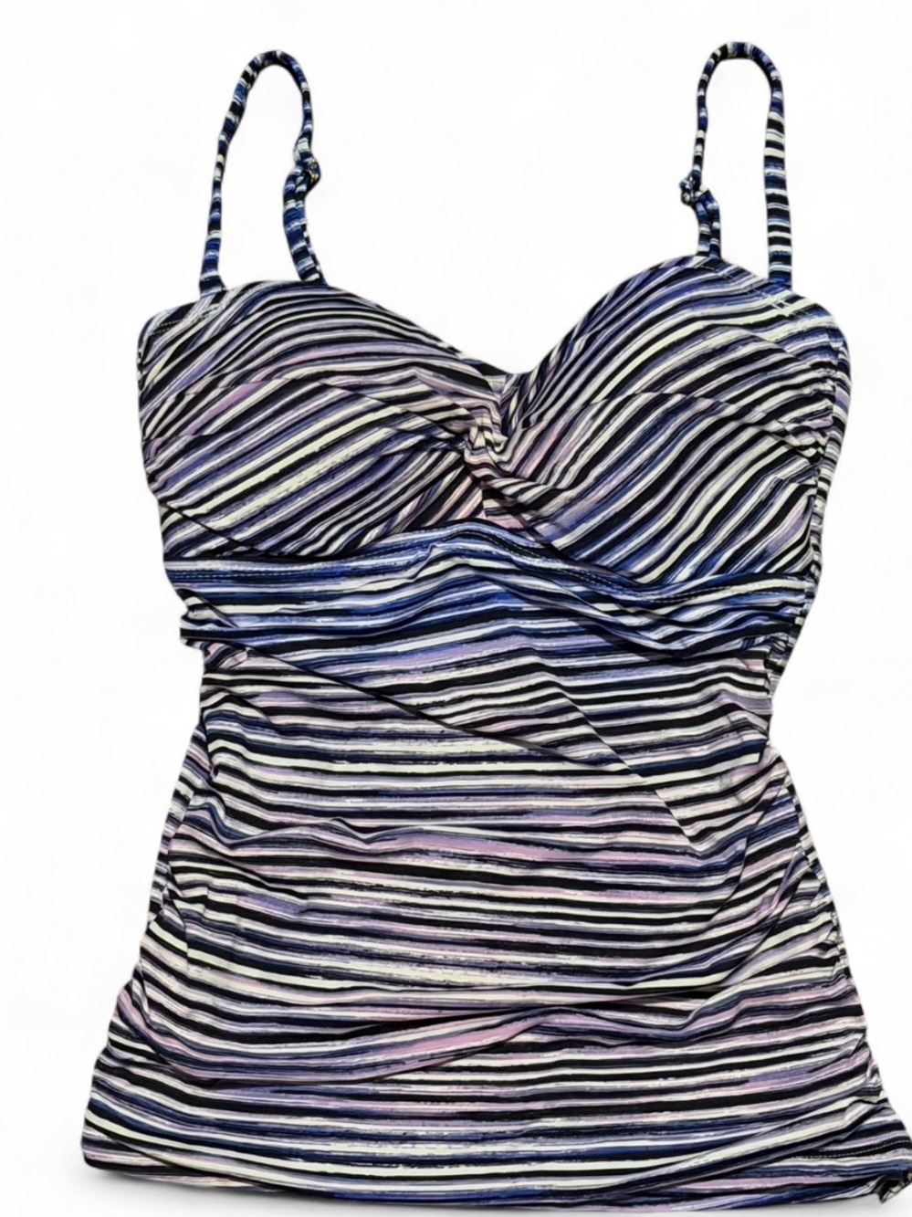 APT. 9 Multi-Color Striped Ruched Tankini Top